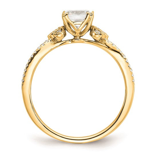 14k Split Shank (Holds 3/4 carat (5.4mm) Cushion Center) 1/6 carat Diamond Semi-Mount Engagement Ring