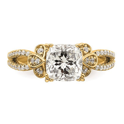 14k Split Shank (Holds 1.5 carat (7.00mm) Cushion Center) 1/4 carat Diamond Semi-Mount Engagement Ring