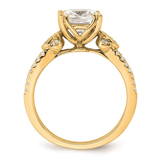 14k Split Shank (Holds 2 carat (7.6mm) Cushion Center) 1/4 carat Diamond Semi-Mount Engagement Ring