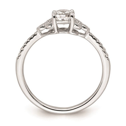 14k White Gold (Holds 1/2 carat (5.2mm) Round Center) 1/8 carat Diamond Semi-mount Engagement Ring