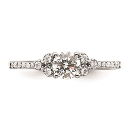 14k White Gold (Holds 1/2 carat (5.2mm) Round Center) 1/8 carat Diamond Semi-mount Engagement Ring