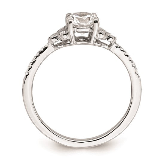 14k White Gold (Holds 3/4 carat (5.8mm) Round Center) 1/8 carat Diamond Semi-mount Engagement Ring