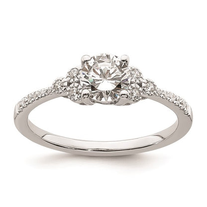 14k White Gold (Holds 3/4 carat (5.8mm) Round Center) 1/8 carat Diamond Semi-mount Engagement Ring