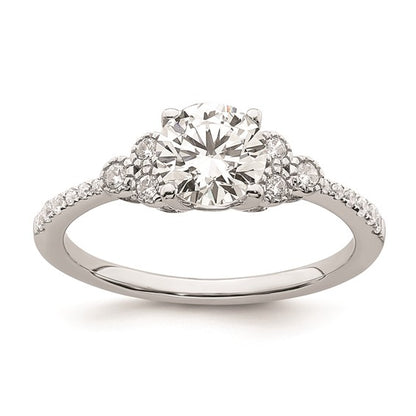 14k White Gold (Holds 1 carat (6.5mm) Round Center) 1/5 carat Diamond Semi-mount Engagement Ring