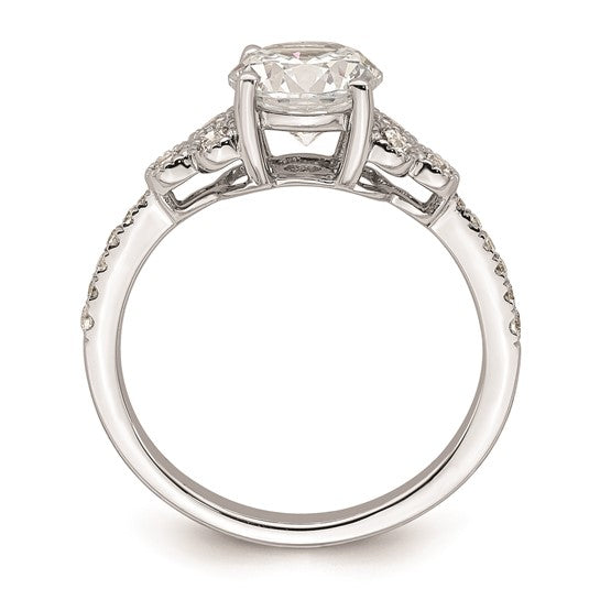 14k White Gold (Holds 1.5 carat (7.5mm) Round Center) 1/4 carat Diamond Semi-mount Engagement Ring