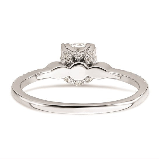 14k White Gold (Holds 3/4 carat (5.8mm) Round Center) 1/6 carat Diamond Semi-Mount Engagement Ring