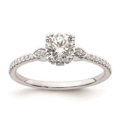 14k White Gold (Holds 3/4 carat (5.8mm) Round Center) 1/6 carat Diamond Semi-Mount Engagement Ring