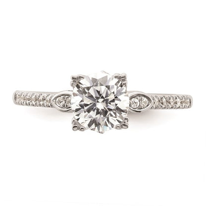 14k White Gold (Holds 1 carat (6.5mm) Round Center) 1/6 carat Diamond Semi-Mount Engagement Ring