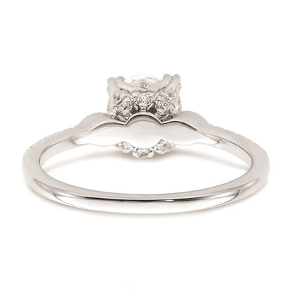 14k White Gold (Holds 1 carat (6.5mm) Round Center) 1/6 carat Diamond Semi-Mount Engagement Ring
