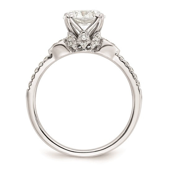 14k White Gold (Holds 1.5 carat (7.5mm) Round Center) 1/5 carat Diamond Semi-Mount Engagement Ring