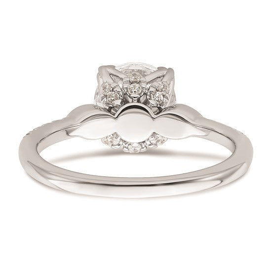 14k White Gold (Holds 1.5 carat (7.5mm) Round Center) 1/5 carat Diamond Semi-Mount Engagement Ring