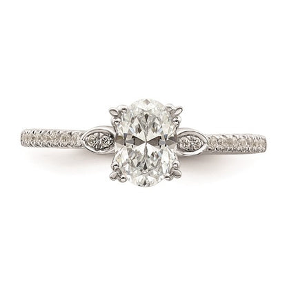 14k White Gold (Holds 3/4 carat (7.1x5.4mm) Oval Center) 1/6 carat Diamond Semi-Mount Engagement Ring
