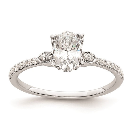 14k White Gold (Holds 3/4 carat (7.1x5.4mm) Oval Center) 1/6 carat Diamond Semi-Mount Engagement Ring