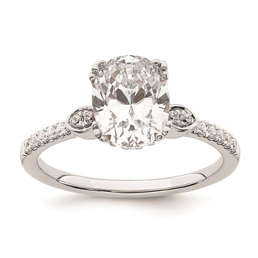 14k White Gold (Holds 1.5 carat (9.2x6.9mm) Oval Center) 1/5 carat Diamond Semi-Mount Engagement Ring