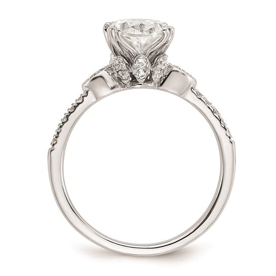 14k White Gold (Holds 2 carat (10x7.5mm) Oval Center) 1/4 carat Diamond Semi-Mount Engagement Ring