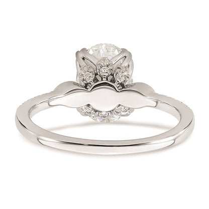 14k White Gold (Holds 2 carat (10x7.5mm) Oval Center) 1/4 carat Diamond Semi-Mount Engagement Ring