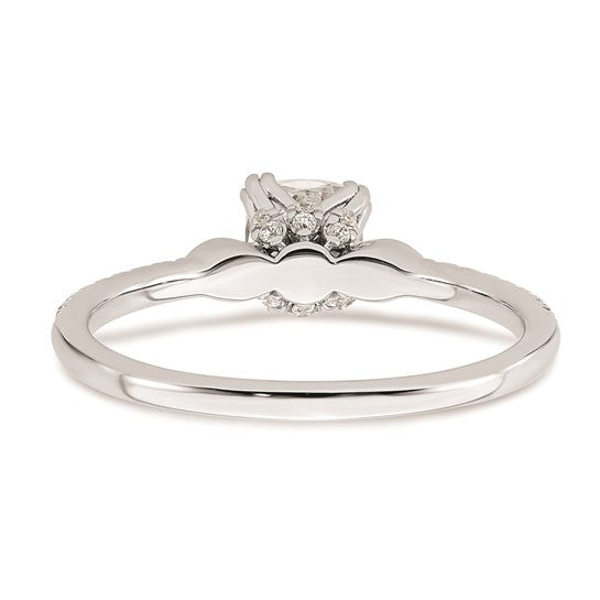 14k White Gold (Holds 1/2 carat (4.9mm) Cushion Center) 1/6 carat Diamond Semi-Mount Engagement Ring