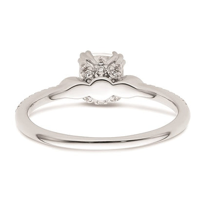 14k White Gold (Holds 3/4 carat (5.4mm) Cushion Center) 1/6 carat Diamond Semi-Mount Engagement Ring