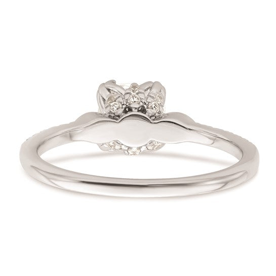 14k White Gold (Holds 1 carat (6.00mm) Cushion Center) 1/6 carat Diamond Semi-Mount Engagement Ring