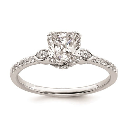 14k White Gold (Holds 1 carat (6.00mm) Cushion Center) 1/6 carat Diamond Semi-Mount Engagement Ring