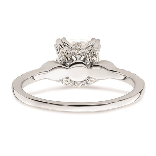 14k White Gold (Holds 1.5 carat (7.00mm) Cushion Center) 1/5 carat Diamond Semi-Mount Engagement Ring