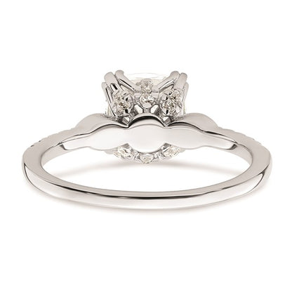 14k White Gold (Holds 1.5 carat (7.00mm) Cushion Center) 1/5 carat Diamond Semi-Mount Engagement Ring