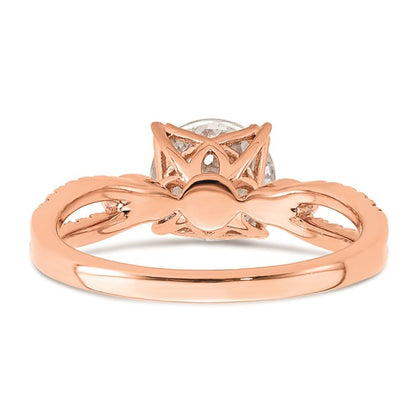 14K Rose Gold 2-Row (Holds 1.5 carat (7.5mm) Round Center) 1/6 carat Diamond Semi-Mount Engagment Ring