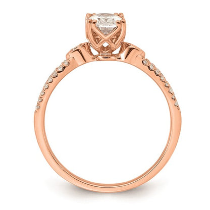 14k Rose Gold Split Shank (Holds 3/4 carat (7.1x5.4mm) Oval Center) 1/8 carat Diamond Semi-Mount Engagement Ring