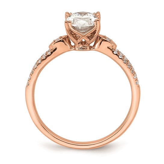 14k Rose Gold Split Shank (Holds 1 carat (8.00x6.1mm) Oval Center) 1/6 carat Diamond Semi-Mount Engagement Ring