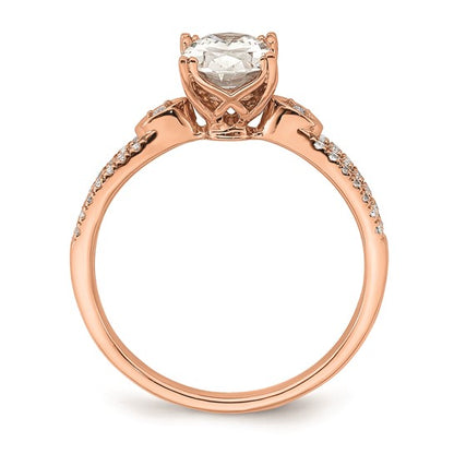 14k Rose Gold Split Shank (Holds 1 carat (8.00x6.1mm) Oval Center) 1/6 carat Diamond Semi-Mount Engagement Ring