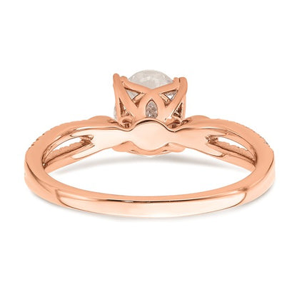 14k Rose Gold Split Shank (Holds 1 carat (8.00x6.1mm) Oval Center) 1/6 carat Diamond Semi-Mount Engagement Ring