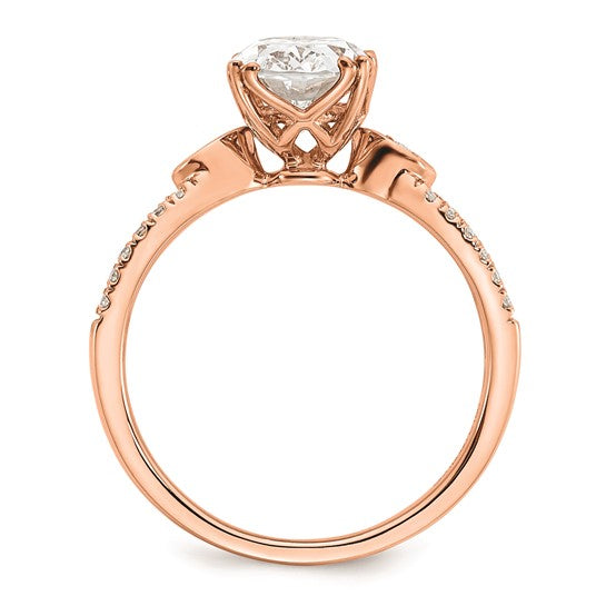 14k Rose Gold Split Shank (Holds 1.5 carat (9.2x6.9mm) Oval Center) 1/6 carat Diamond Semi-Mount Engagement Ring