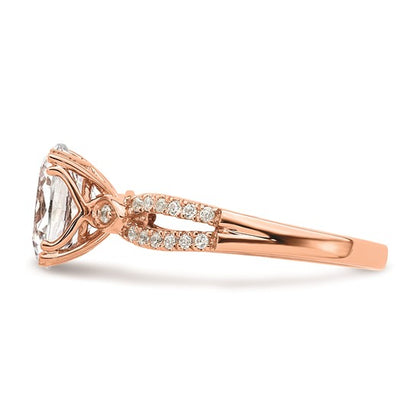 14k Rose Gold Split Shank (Holds 1.5 carat (9.2x6.9mm) Oval Center) 1/6 carat Diamond Semi-Mount Engagement Ring