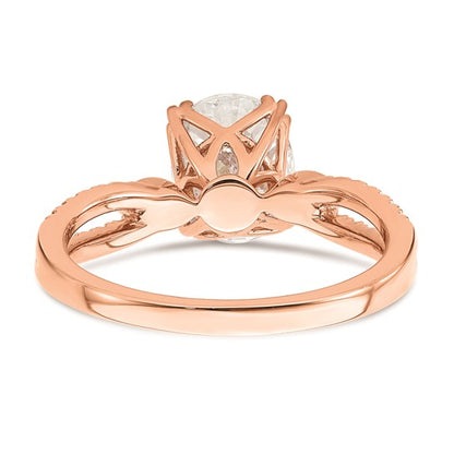 14k Rose Gold Split Shank (Holds 1.5 carat (9.2x6.9mm) Oval Center) 1/6 carat Diamond Semi-Mount Engagement Ring