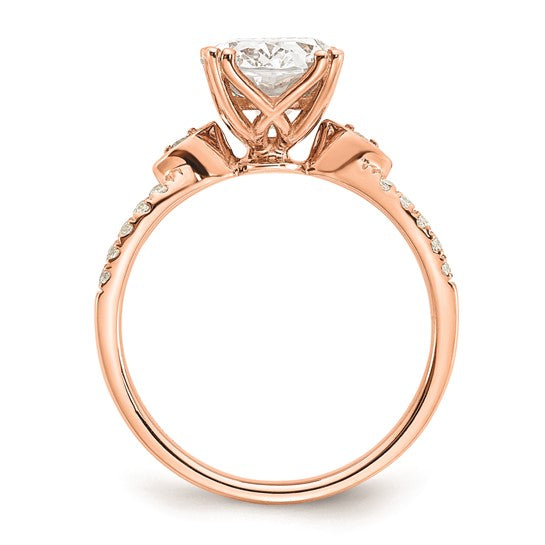 14k Rose Gold Split Shank (Holds 2 carat (10x7.5mm) Oval Center) 1/4 carat Diamond Semi-Mount Engagement Ring