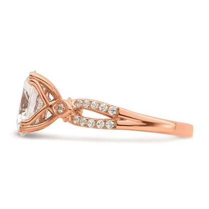 14k Rose Gold Split Shank (Holds 2 carat (10x7.5mm) Oval Center) 1/4 carat Diamond Semi-Mount Engagement Ring