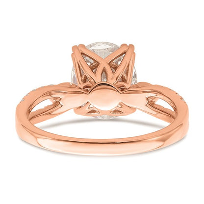 14k Rose Gold Split Shank (Holds 2 carat (10x7.5mm) Oval Center) 1/4 carat Diamond Semi-Mount Engagement Ring