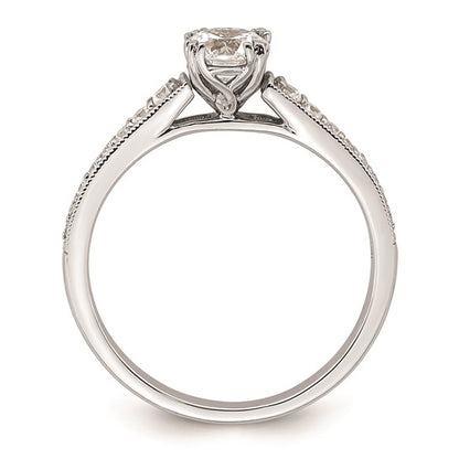 14k White Gold (Holds 1/2 carat (5.2mm) Round Center) 1/6 carat Diamond Semi-Mount Engagement Ring