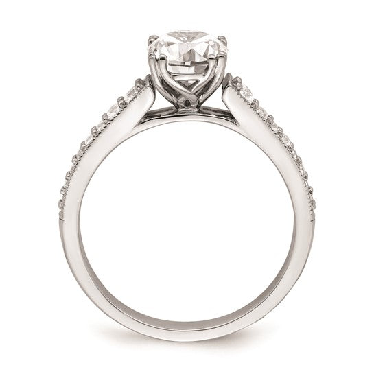 14k White Gold (Holds 1 carat (6.5mm) Round Center) 1/5 carat Diamond Semi-Mount Engagement Ring