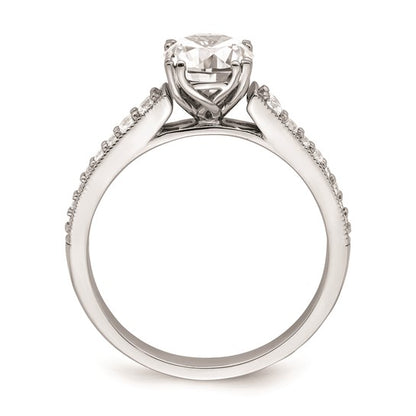 14k White Gold (Holds 1 carat (6.5mm) Round Center) 1/5 carat Diamond Semi-Mount Engagement Ring