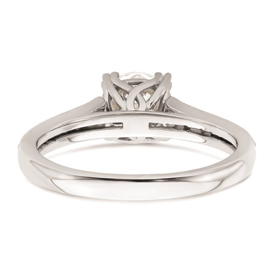 14k White Gold (Holds 1 carat (6.5mm) Round Center) 1/5 carat Diamond Semi-Mount Engagement Ring