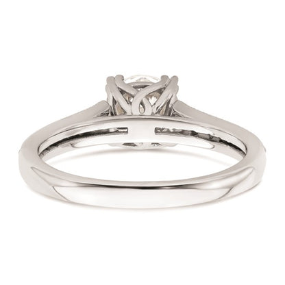 14k White Gold (Holds 1 carat (6.5mm) Round Center) 1/5 carat Diamond Semi-Mount Engagement Ring