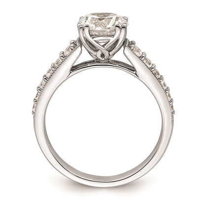 14k White Gold (Holds 1.5 carat (7.5mm) Round Center) 1/3 carat Diamond Semi-Mount Engagement Ring
