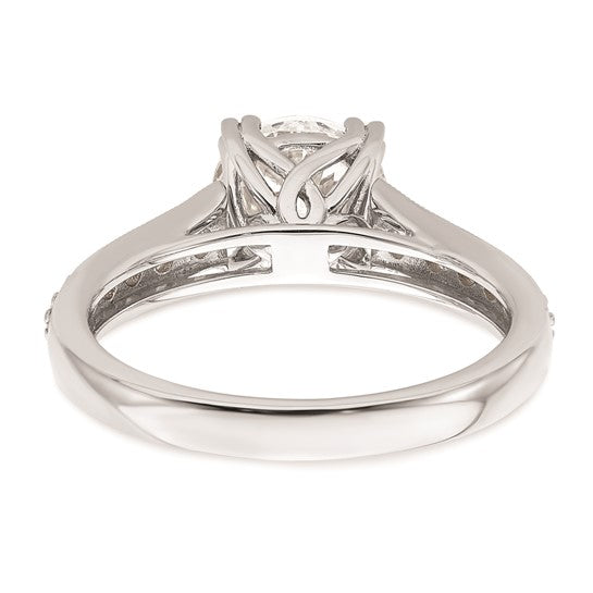 14k White Gold (Holds 1.5 carat (7.5mm) Round Center) 1/3 carat Diamond Semi-Mount Engagement Ring