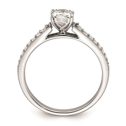 14k White Gold (Holds 1/2 carat (6.4x4.9mm) Oval Center) 1/6 carat Diamond Semi-Mount Engagement Ring