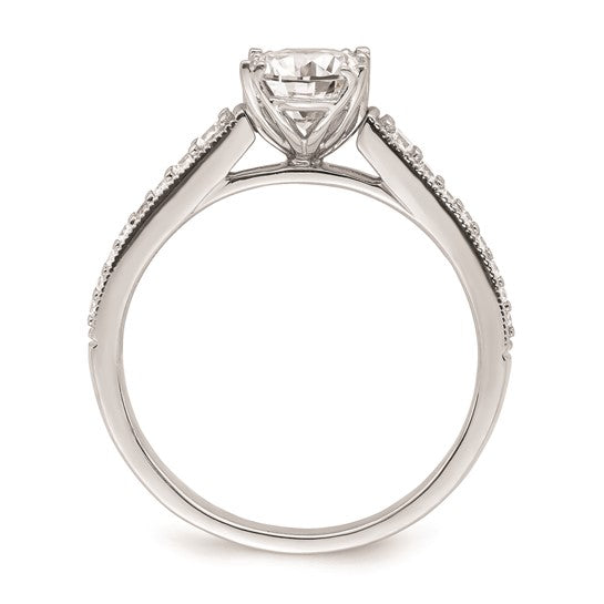 14k White Gold (Holds 1 carat (8.00x6.1mm) Oval Center) 1/5 carat Diamond Semi-Mount Engagement Ring