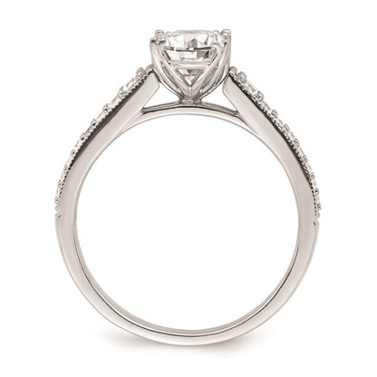 14k White Gold (Holds 1 carat (8.00x6.1mm) Oval Center) 1/5 carat Diamond Semi-Mount Engagement Ring