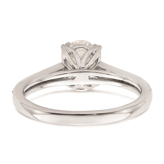 14k White Gold (Holds 1 carat (8.00x6.1mm) Oval Center) 1/5 carat Diamond Semi-Mount Engagement Ring