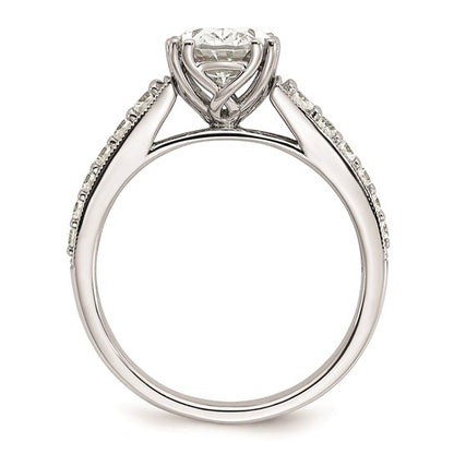 14k White Gold (Holds 1.5 carat (9.2x6.9mm) Oval Center) 1/3 carat Diamond Semi-Mount Engagement Ring