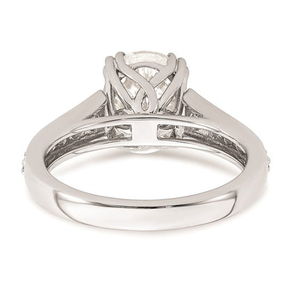 14k White Gold (Holds 2 carat (10x7.5mm) Oval Center) 3/8 carat Diamond Semi-Mount Engagement Ring